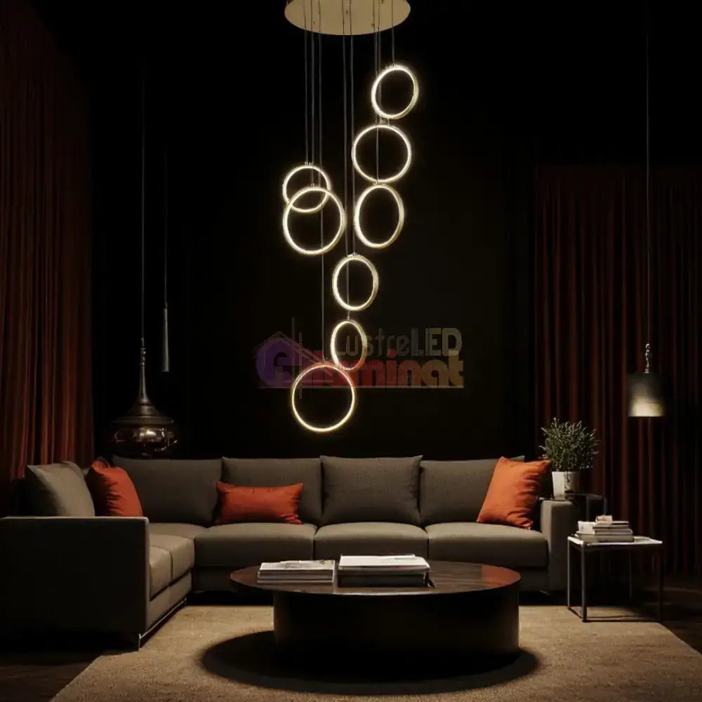 Lustra LED Suspendata GOLD Lightman lustreled.ro