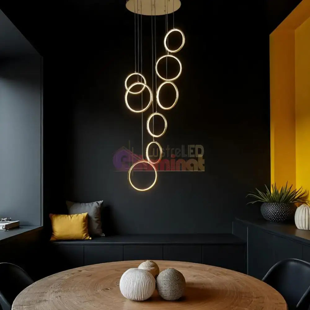 Lustra LED Suspendata GOLD Lightman lustreled.ro