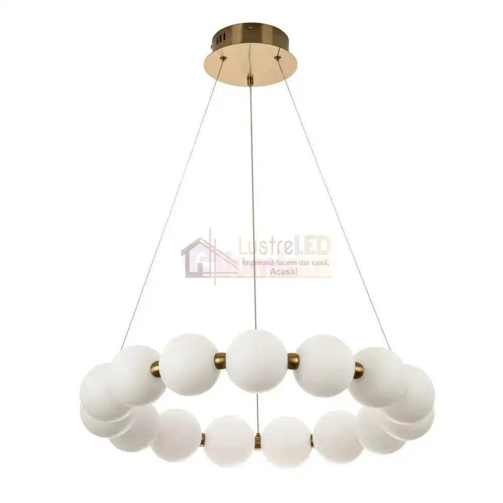 Lustra LED Suspendata Gold PEARL Echivalent 500W Telecomanda AURIE / ABAJUR Chandeliers