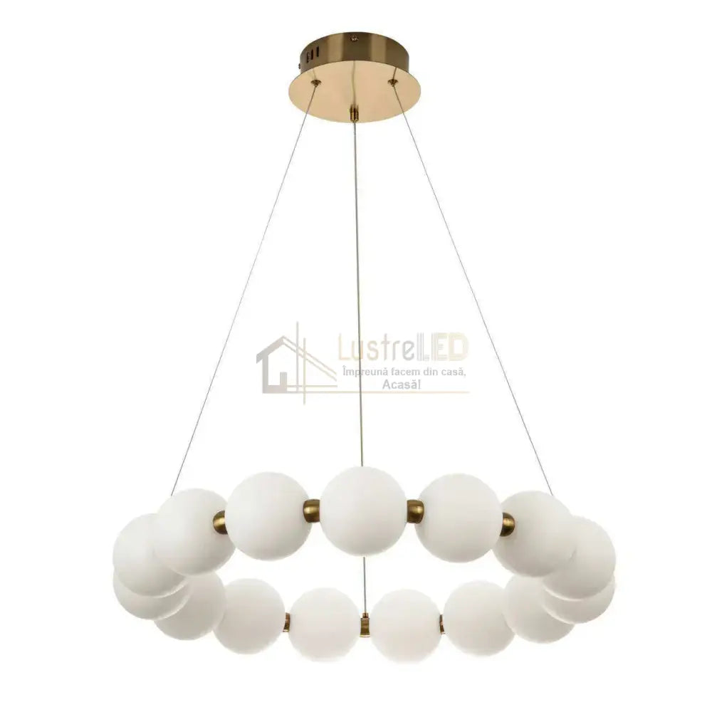 Lustra LED Suspendata Gold PEARL Echivalent 500W Telecomanda lustreled.ro