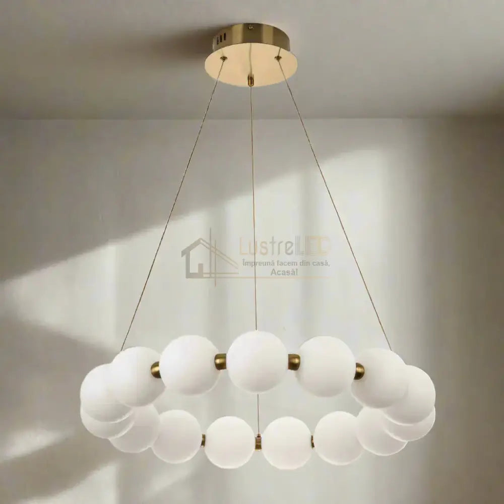 Lustra LED Suspendata Gold PEARL Echivalent 500W Telecomanda lustreled.ro