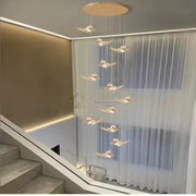 Lustra LED Suspendata Golden Butterfly 12 Elemente Echivalent 220W Telecomanda lustreled.ro