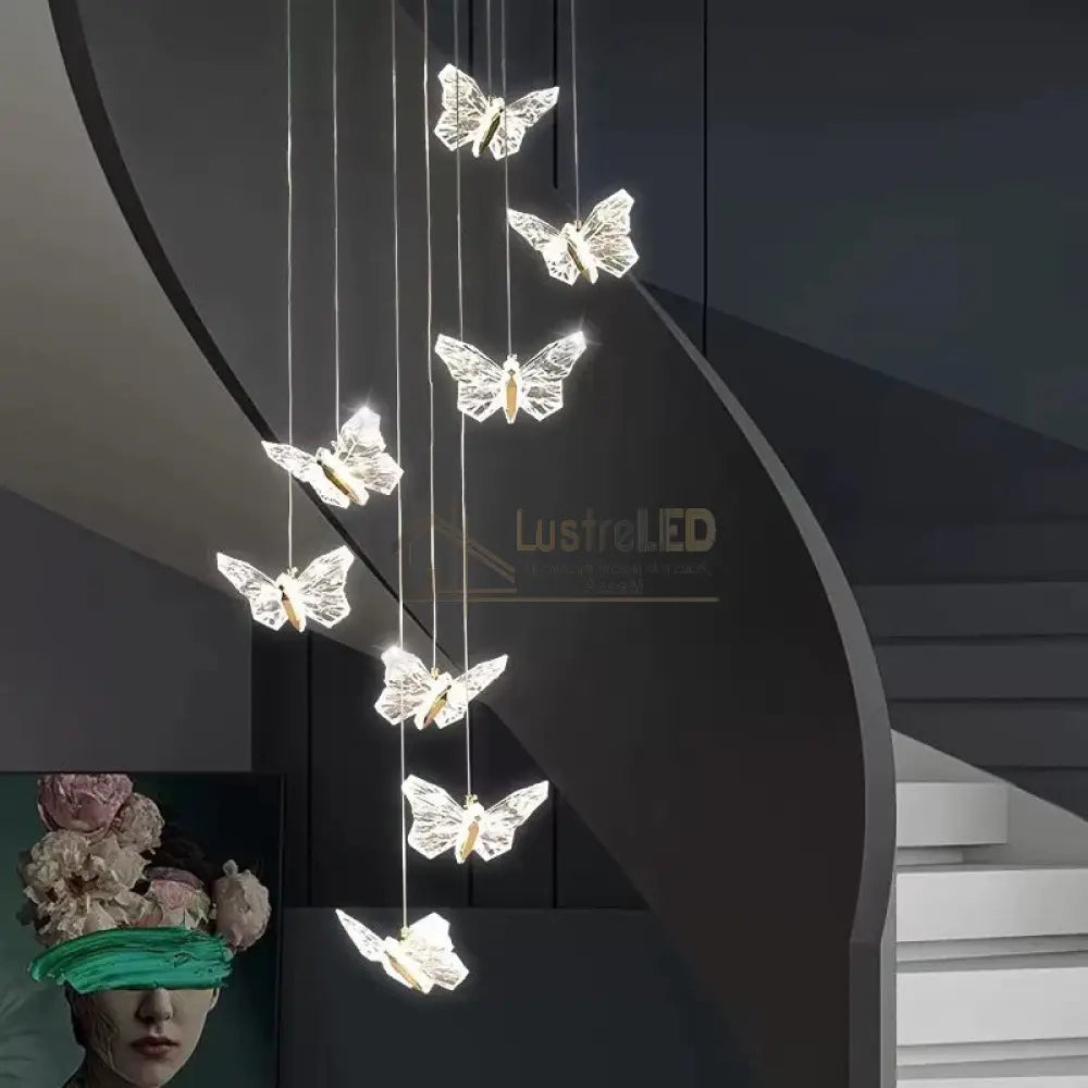 Lustra LED Suspendata Golden Butterfly 8 Elemente Echivalent 150W lustreled.ro