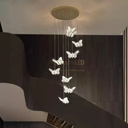 Lustra LED Suspendata Golden Butterfly 8 Elemente Echivalent 150W lustreled.ro