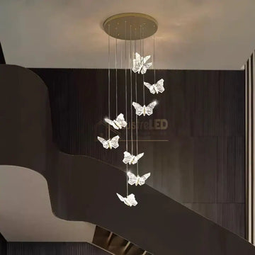 Lustra LED Suspendata Golden Butterfly 8 Elemente Echivalent 150W Telecomanda