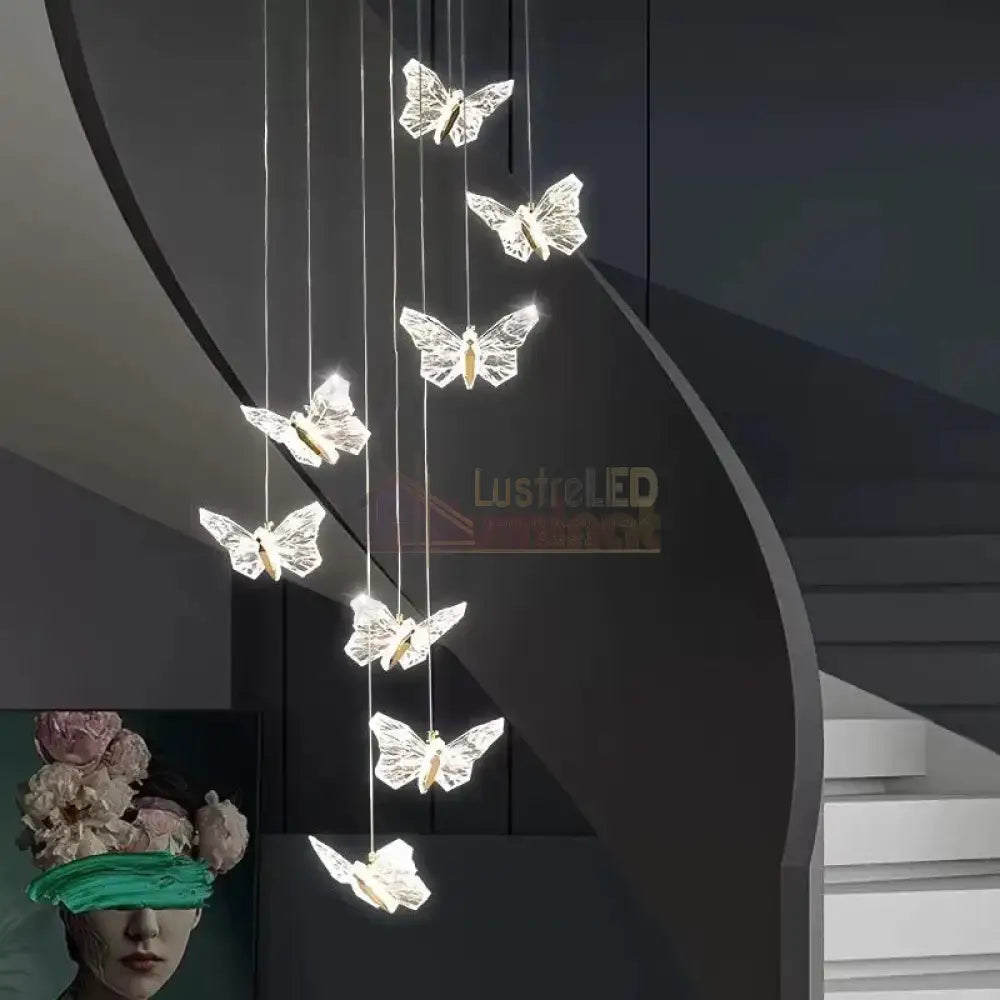 Lustra LED Suspendata Golden Butterfly 8 Elemente Echivalent 150W Telecomanda AURIE / SUSPENDATE Chandeliers