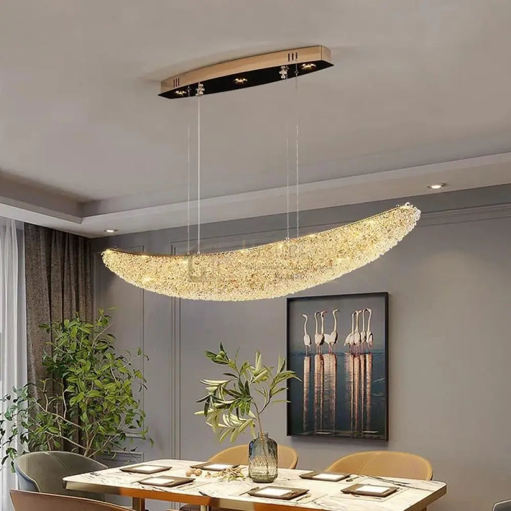 Lustra LED Suspendata Gondola Gold Cristal lustreled.ro