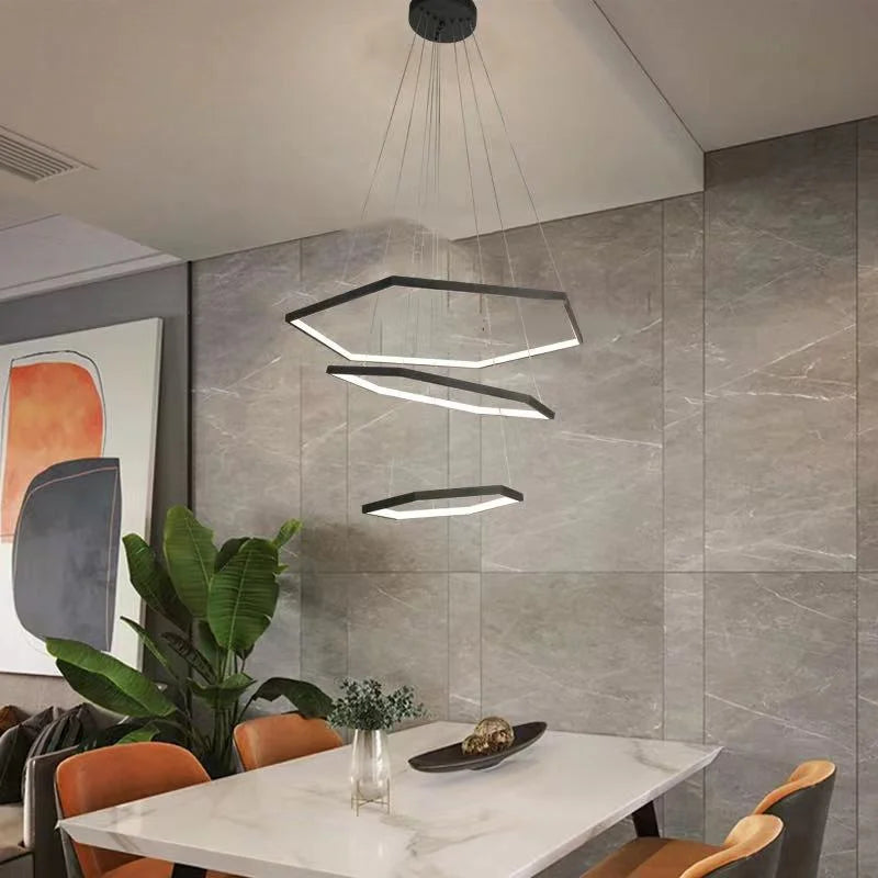 Lustra LED 120W HEXAGON Black 3 Segmente