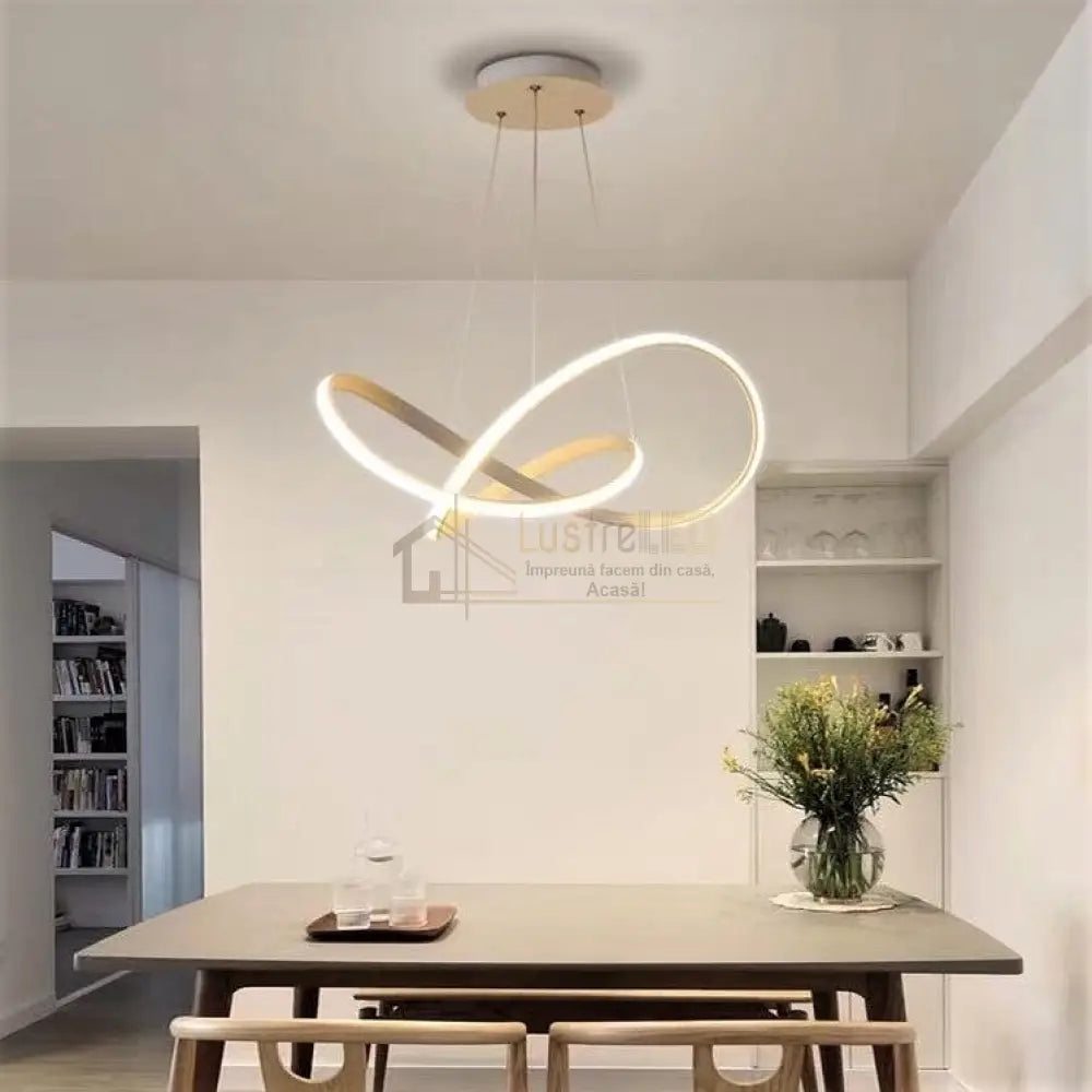 Lustra Led Suspendata Infinity Alba Telecomanda Echivalent 500W Lighting Fixtures