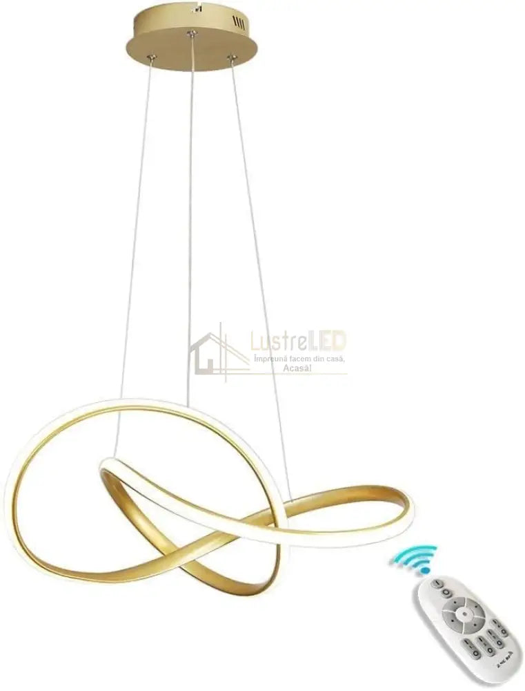 Lustra Led Suspendata Infinity Gold Telecomanda Echivalent 500W Lighting Fixtures