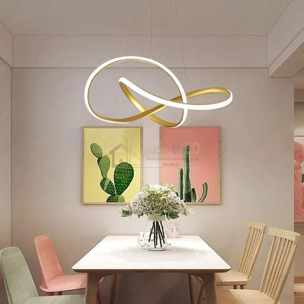 Lustra Led Suspendata Infinity Gold Telecomanda Echivalent 500W Lighting Fixtures