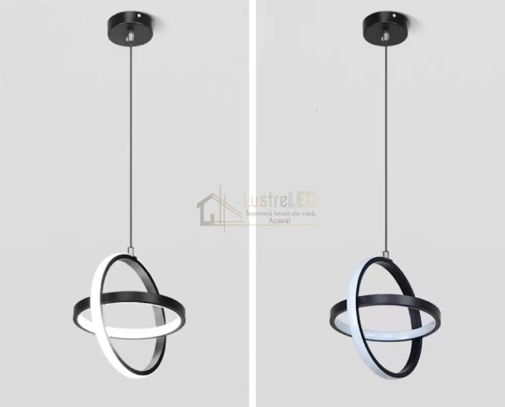 Lustra Led Suspendata 26W Infinity Ring Black 3 Functii Led Ceiling Light