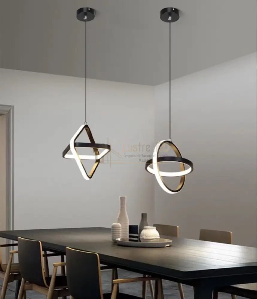 Lustra Led Suspendata 26W Infinity Ring Black 3 Functii Led Ceiling Light