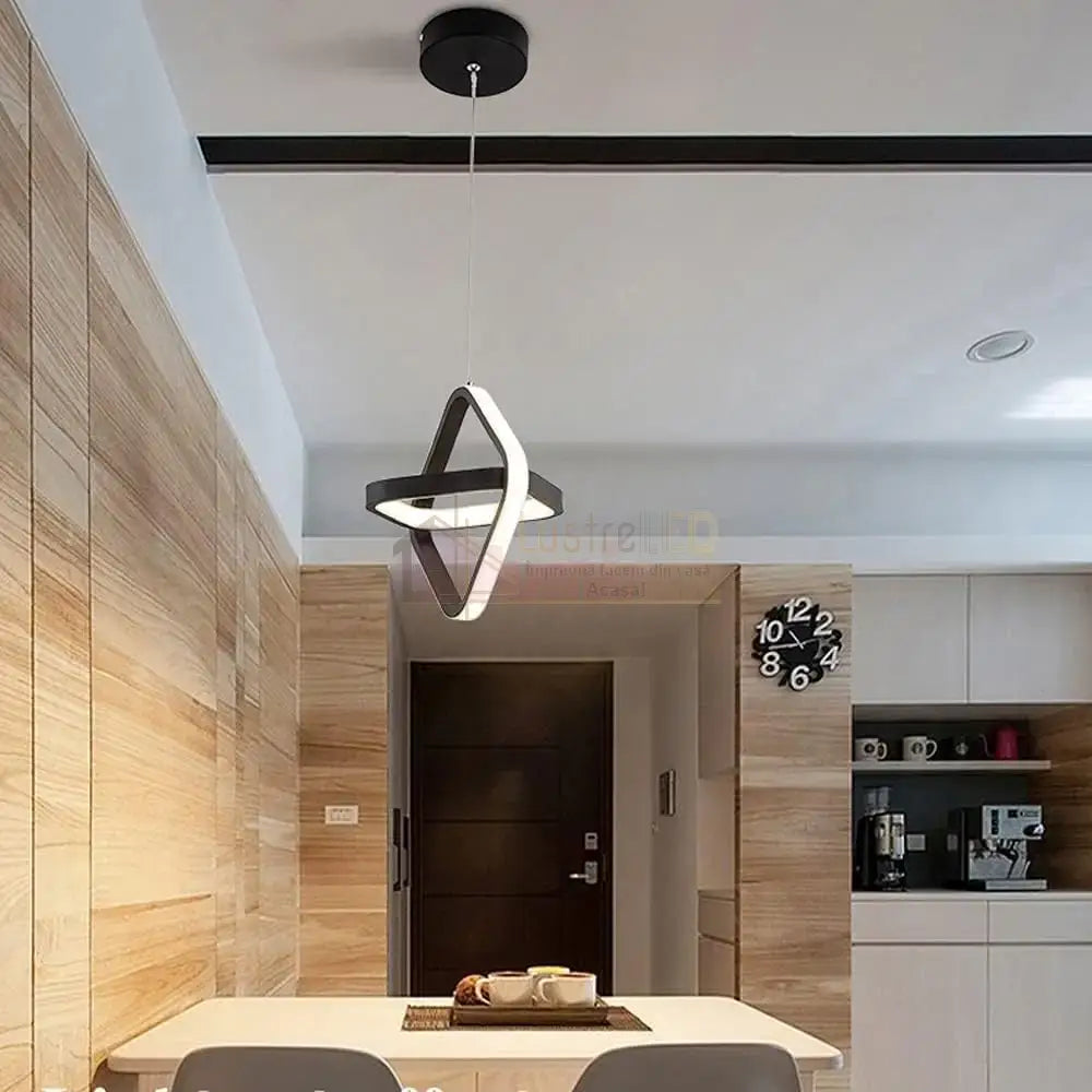 Lustra Led Suspendata Infinity Square Black Echivalent 200W Led Ceiling Light