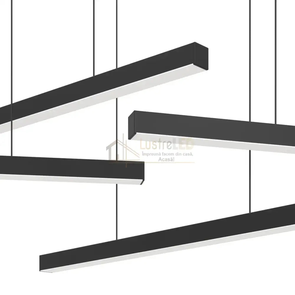 Lustra LED Suspendata Lines Black Echivalent 600W Eglo 39915 lustreled.ro