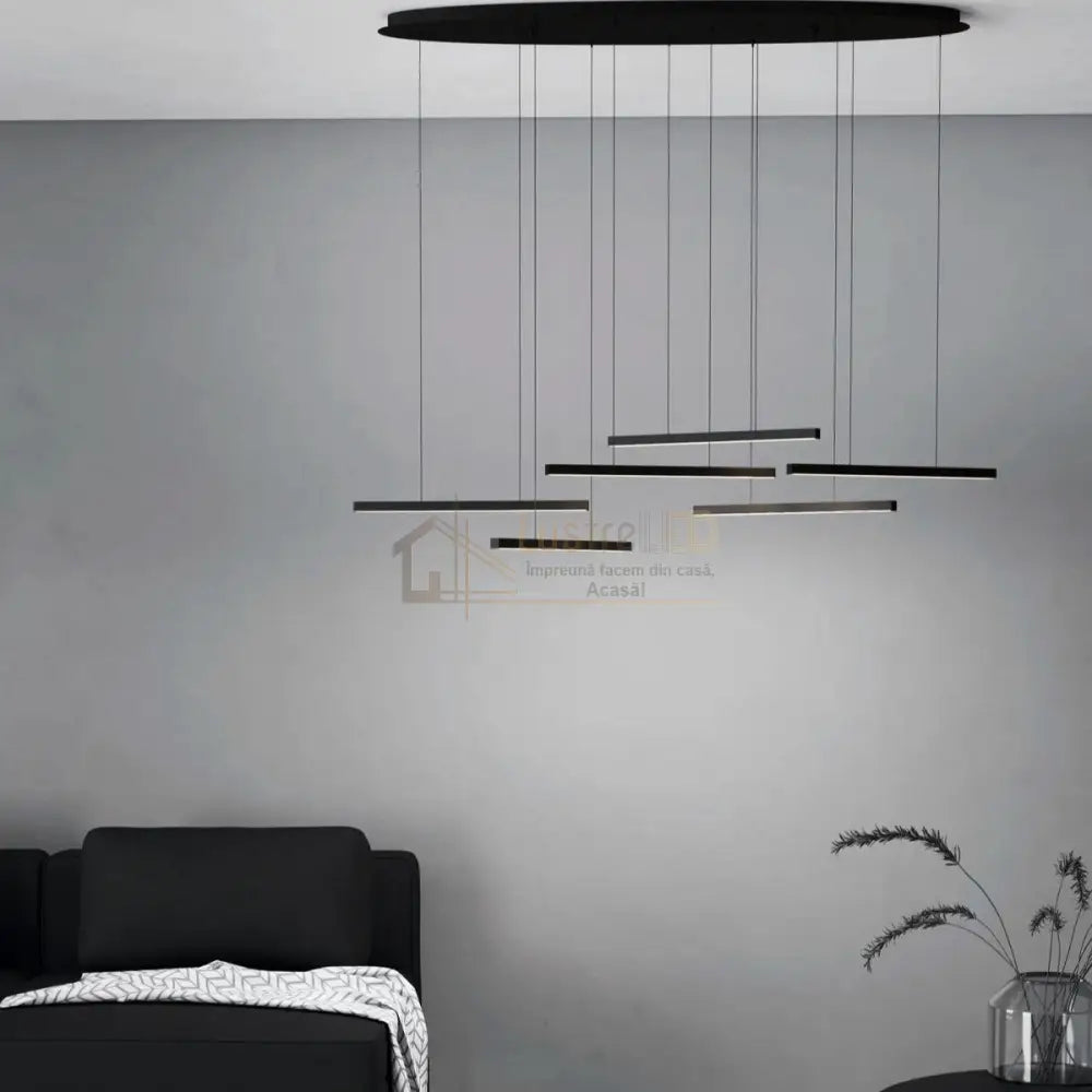Lustra LED Suspendata Lines Black Echivalent 600W Eglo 39915 lustreled.ro