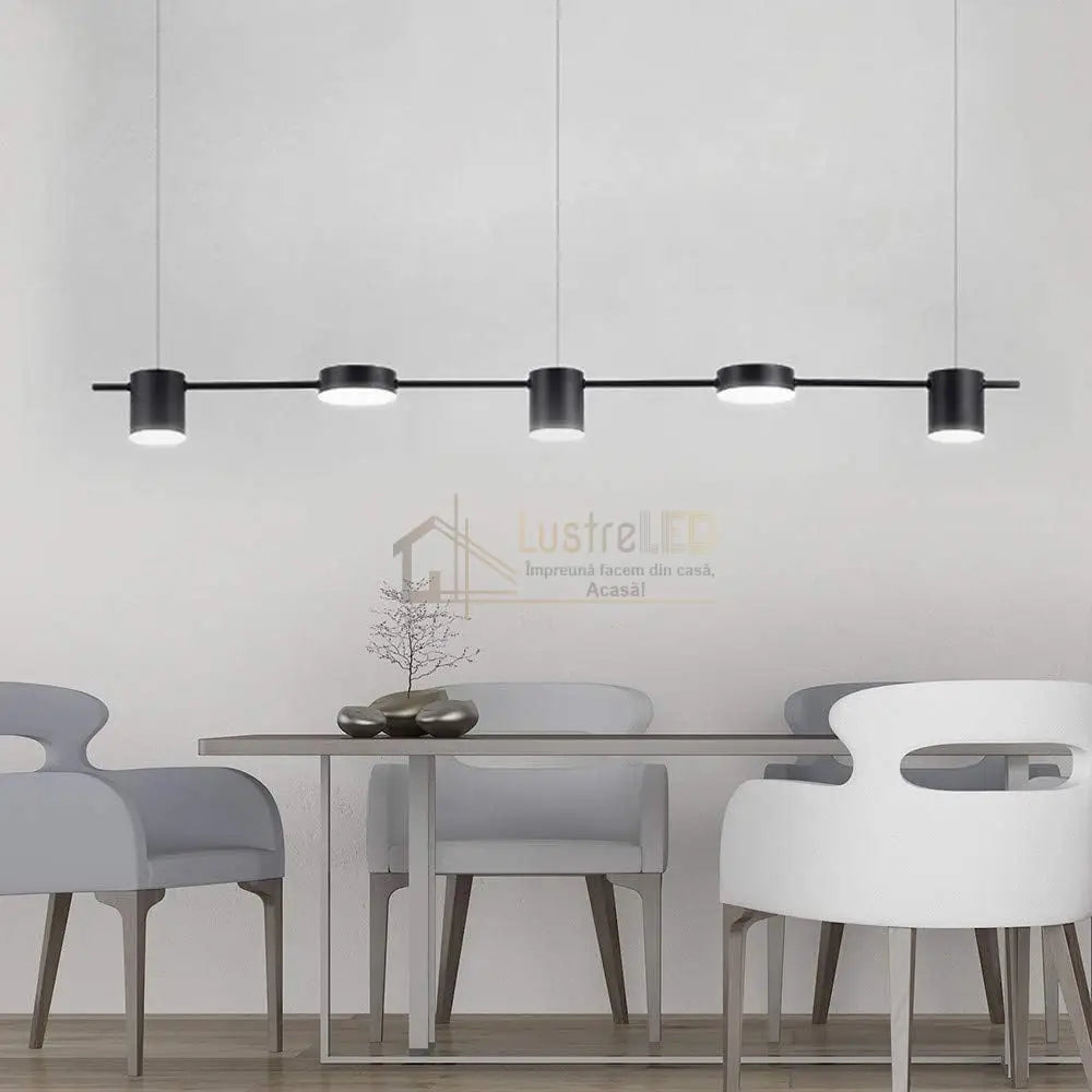 Lustra Led Suspendata Liniara Black Echivalent 400W 2369/5Bk Lighting Fixtures