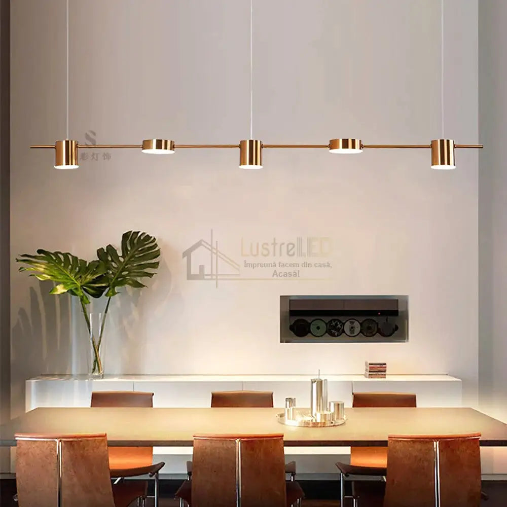 Lustra Led Suspendata Liniara Gold Echivalent 400W 2369/5Gd Lighting Fixtures