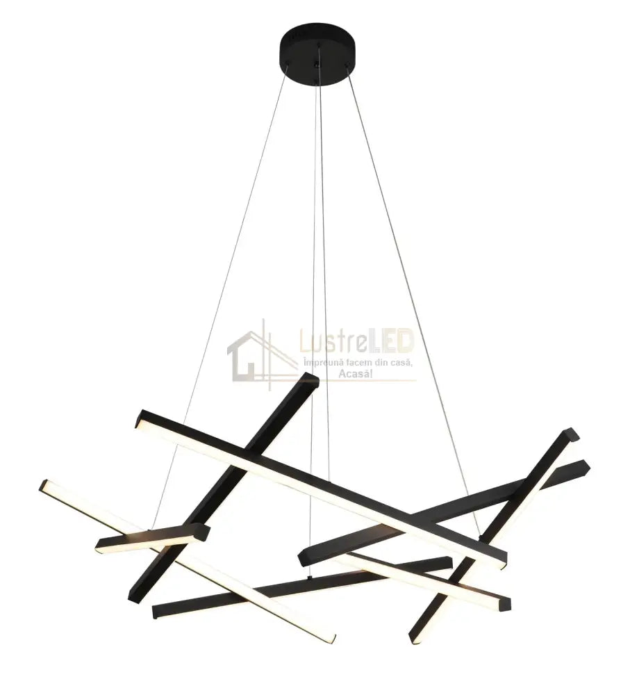 Lustra Led Suspendata Linnes Black Telecomanda Echivalent 800W Lighting Fixtures