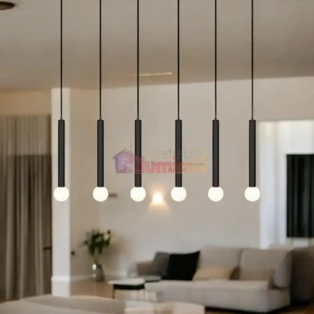 Lustra LED Suspendata LORETO Black Echivalent 400W Telecomanda lustreled.ro