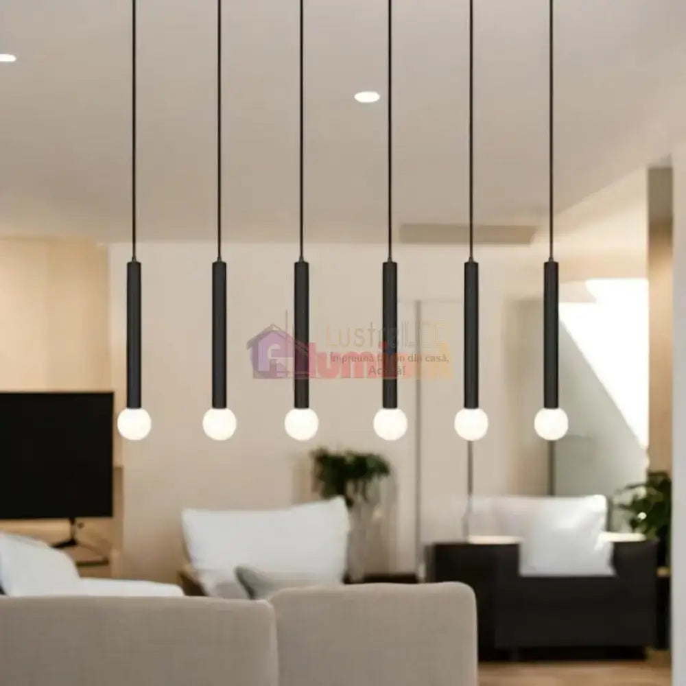 Lustra LED Suspendata LORETO Black Echivalent 400W Telecomanda lustreled.ro