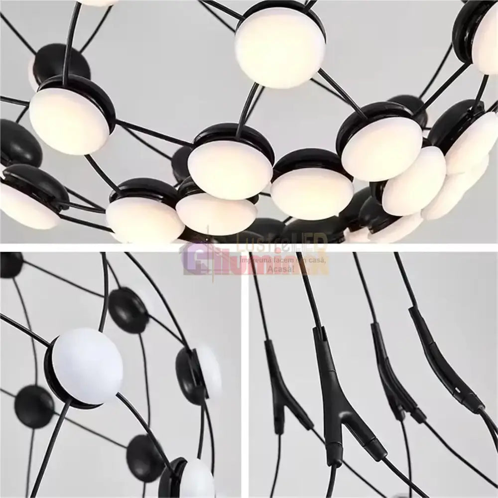 Lustra LED Suspendata LUGARO DIA Black lustreled.ro