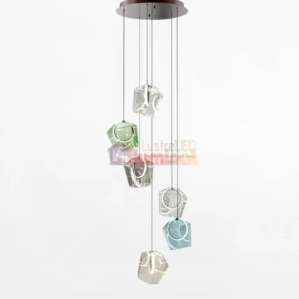 Lustra LED Suspendata Luxury Color Glass lustreled.ro