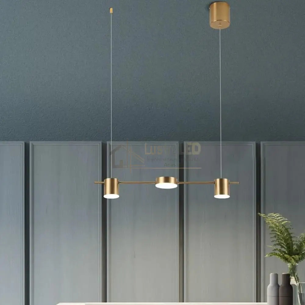 Lustra LED Suspendata Nordic Style Gold Echivalent 200W Telecomanda Lighting Fixtures