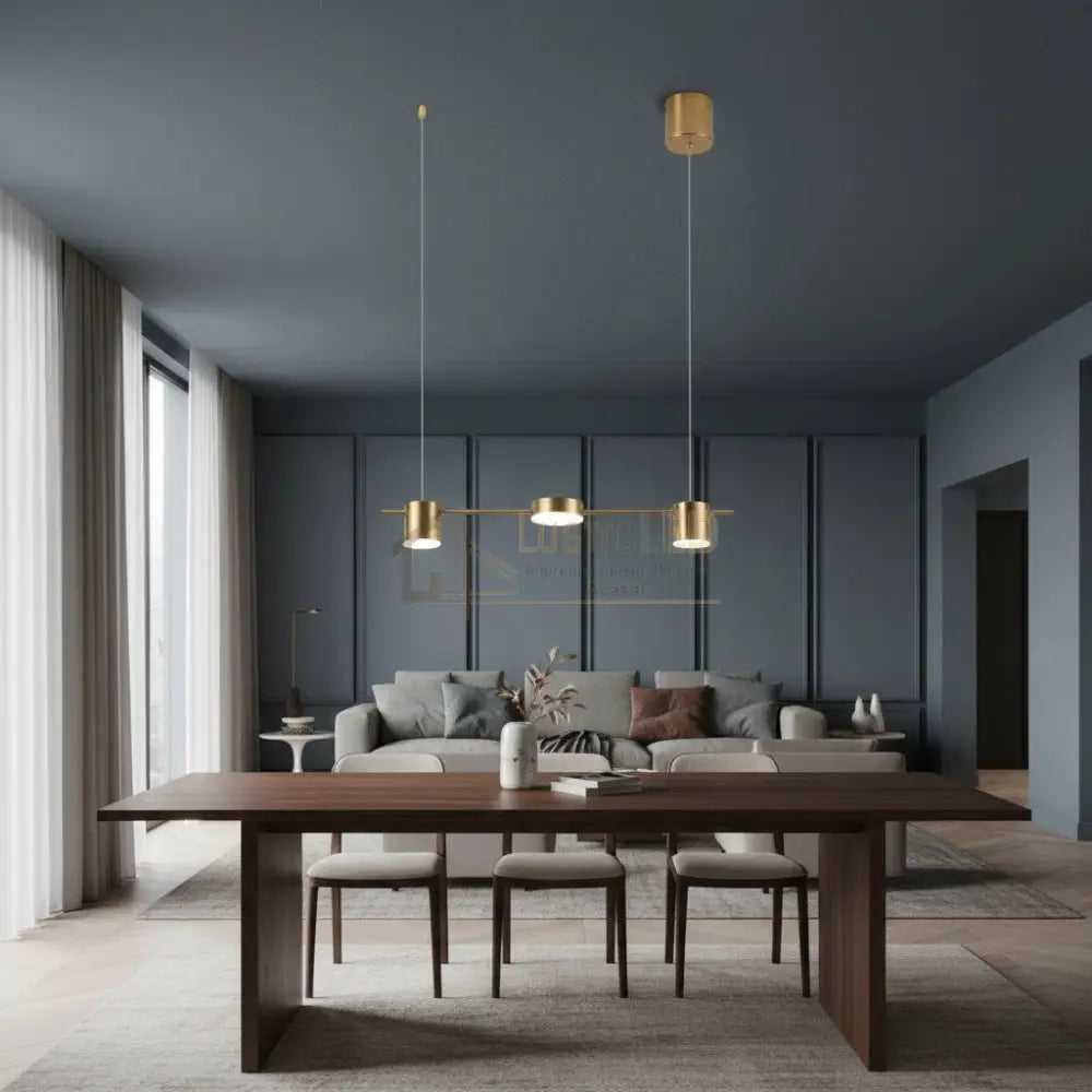 Lustra LED Suspendata Nordic Style Gold Echivalent 200W Telecomanda Lighting Fixtures