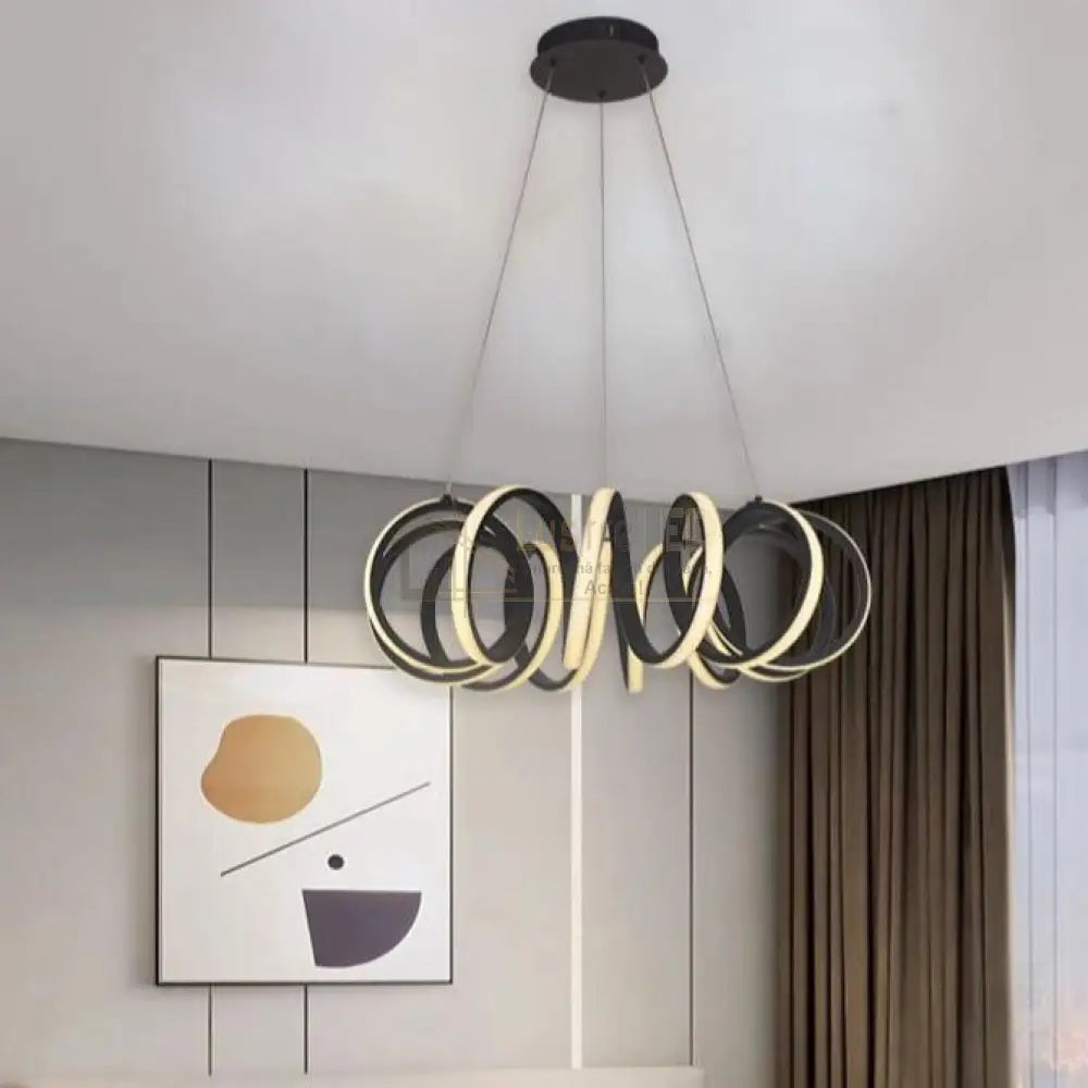 Lustra LED Suspendata POVRA Black Echivalent 300W Telecomanda led ceiling light