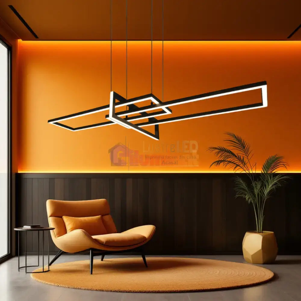 Lustra LED Neagra 34W Suspendata LumaEdge lustreled.ro