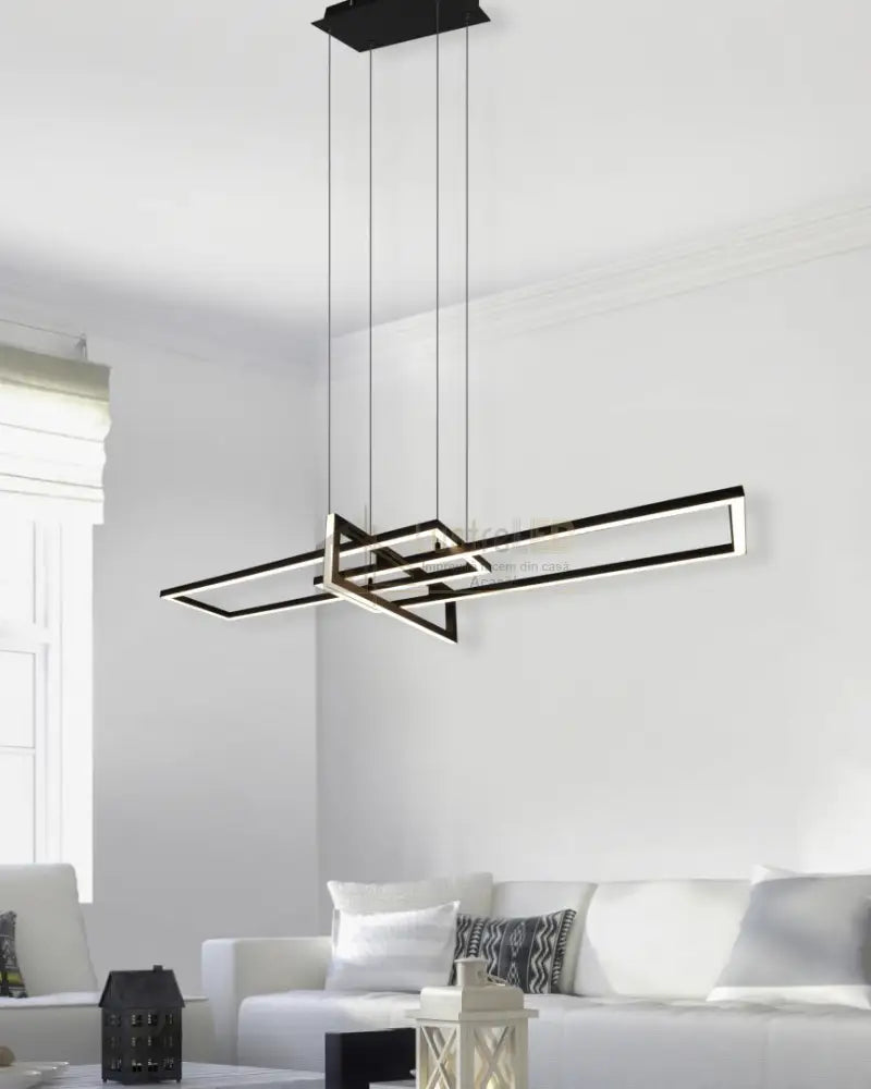 Lustra LED Neagra 34W Suspendata LumaEdge lustreled.ro