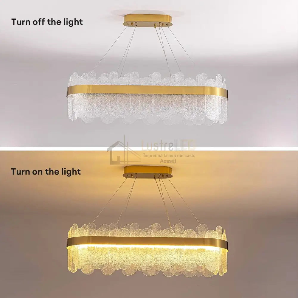 Lustra Led Suspendata Queen Gold Cristal 80X30Cm Ceiling Light Fixtures
