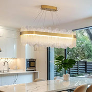 Lustra Led Suspendata Queen Gold Cristal 80X30Cm Ceiling Light Fixtures