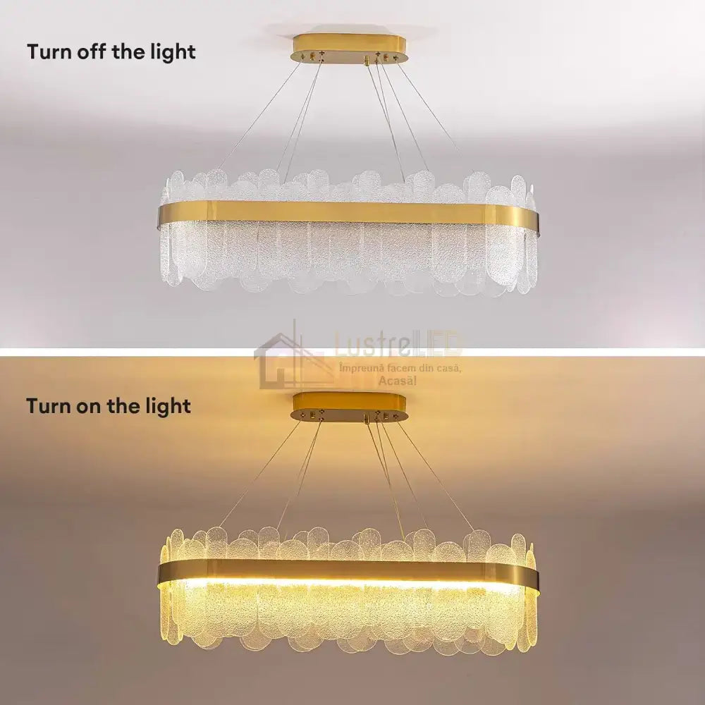 Lustra Led Suspendata Queen Gold Cristal 80X30Cm Ceiling Light Fixtures
