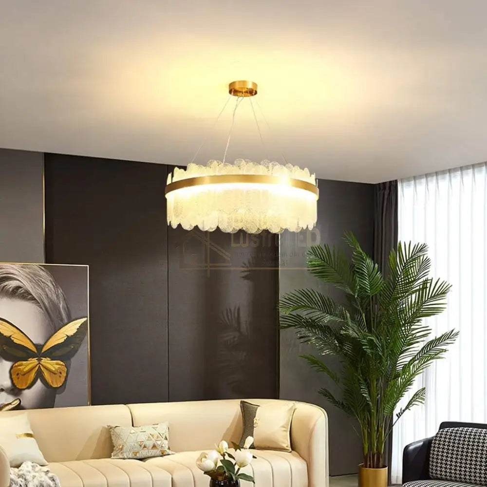 Lustra Led Suspendata Queen Gold Cristal Ceiling Light Fixtures