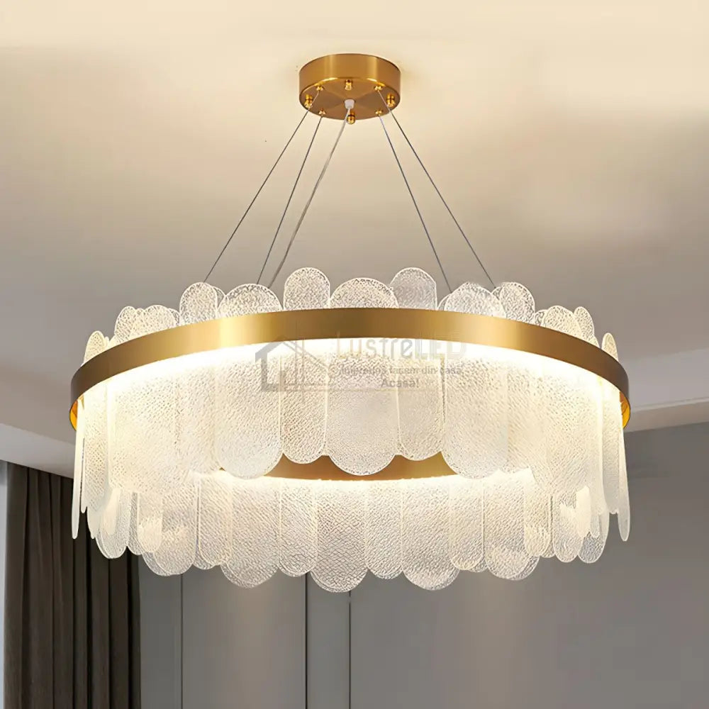 Lustra Led Suspendata Queen Gold Cristal Ceiling Light Fixtures