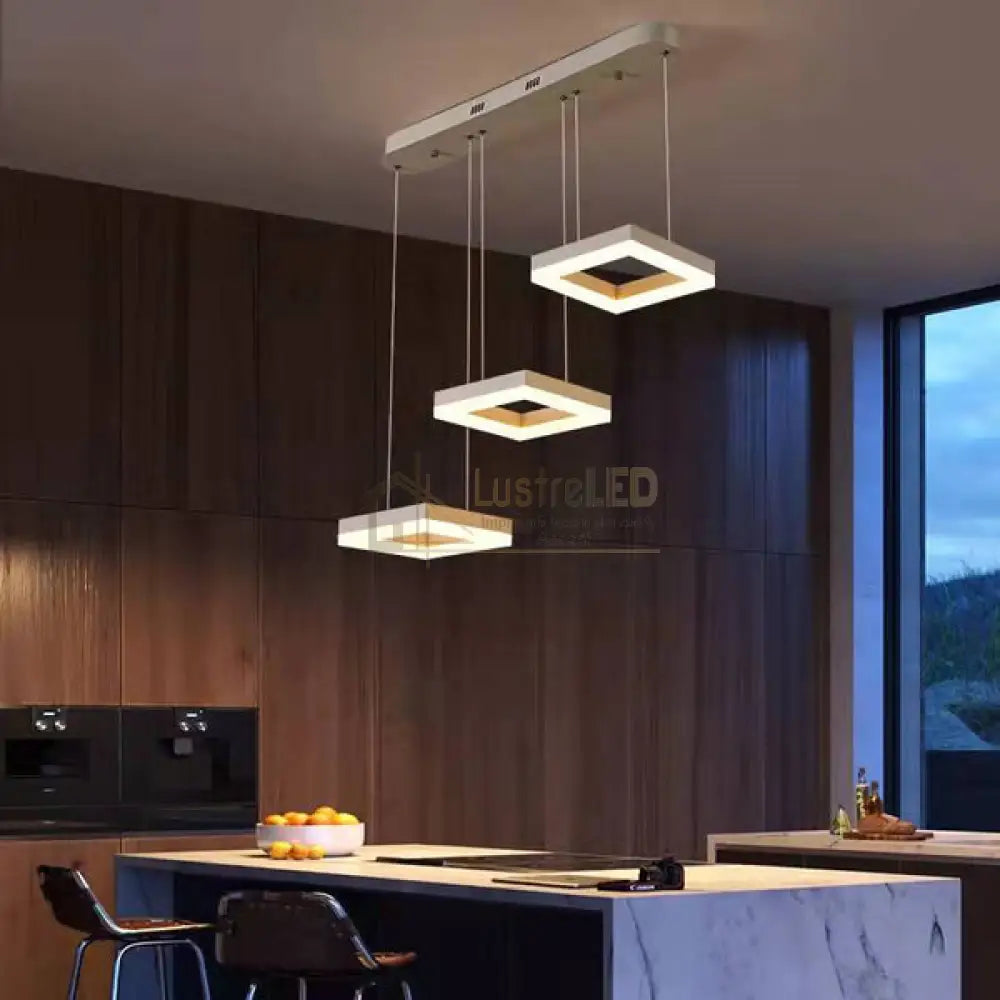 Lustra Led 96W Suspendata Square Alb Telecomanda Lighting Fixtures