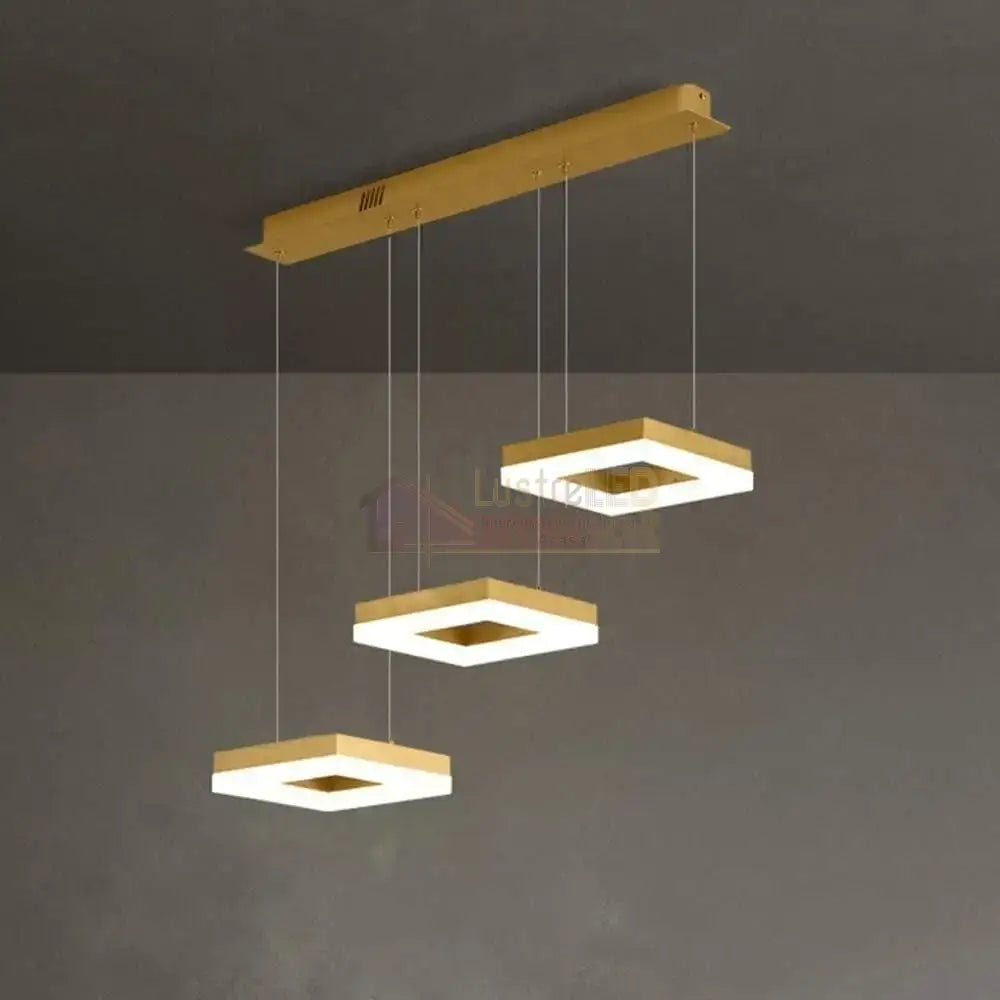 Lustra Led Suspendata Squares Auriu Echivalent 400W Telecomanda Lighting Fixtures