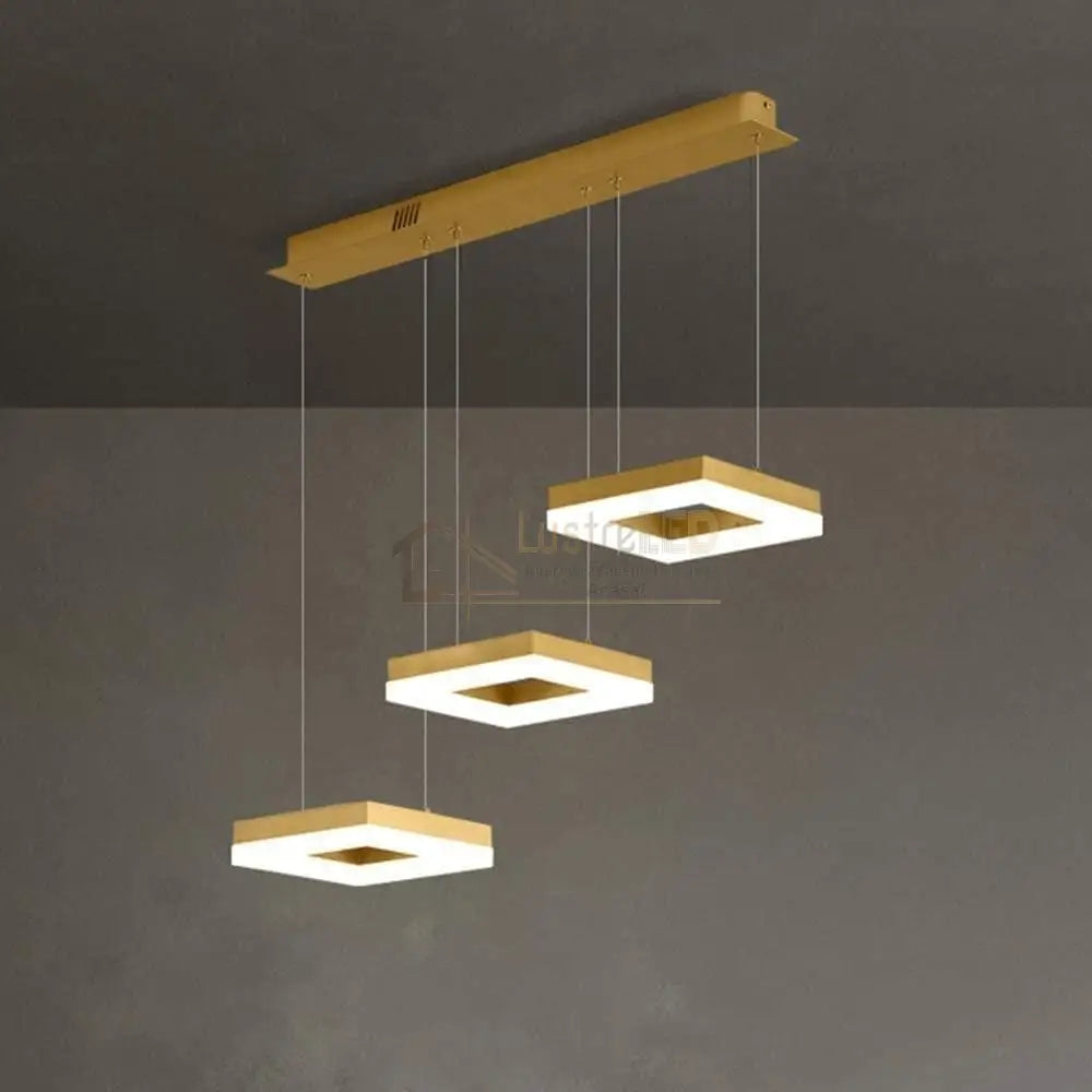 Lustra Led Suspendata Squares Auriu Echivalent 400W Telecomanda Lighting Fixtures