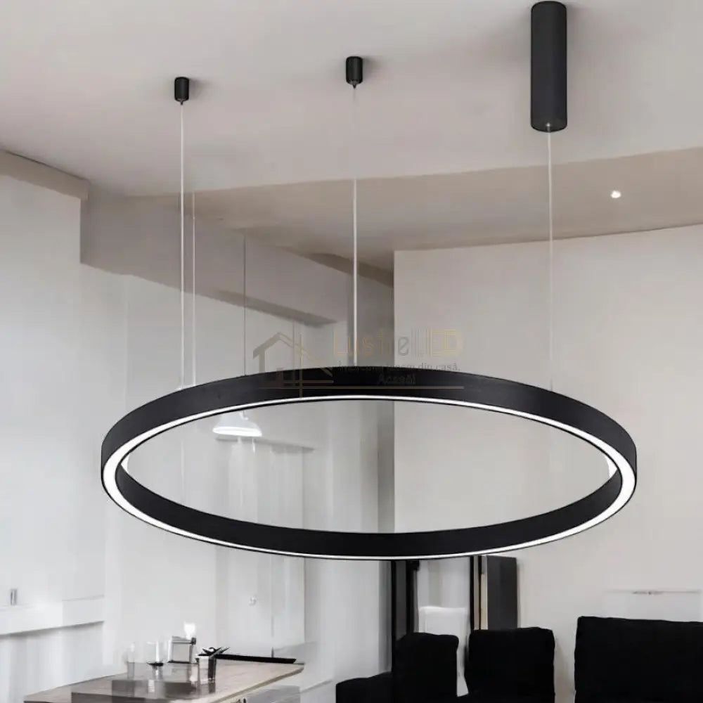 Lustra LED Suspendata TULLIO 60cm Black 1 Segment Echivalent 300W lustreled.ro