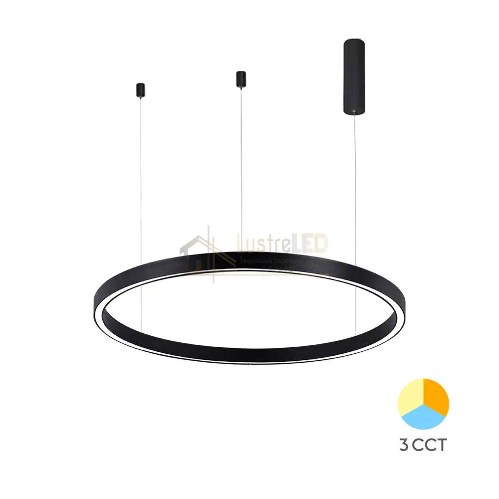 Lustra LED Suspendata TULLIO 60cm Black 1 Segment Echivalent 300W lustreled.ro