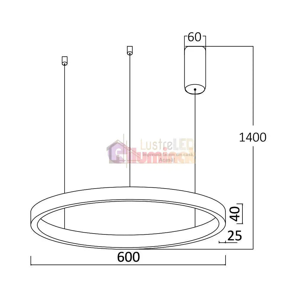 Lustra LED Suspendata TULLIO 60cm Gold 1 Segment Echivalent 300W lustreled.ro