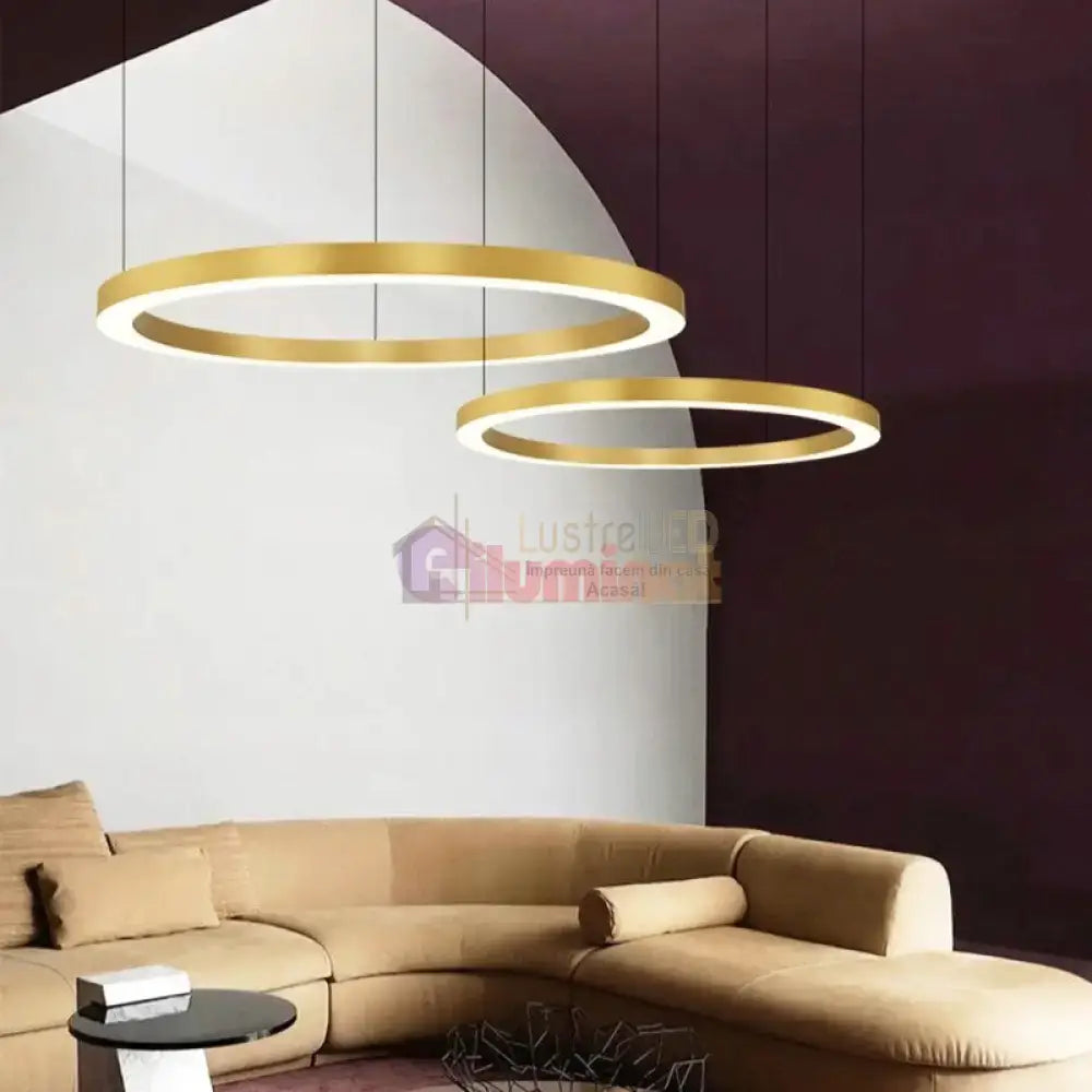 Lustra LED Suspendata TULLIO 60cm Gold 1 Segment Echivalent 300W lustreled.ro
