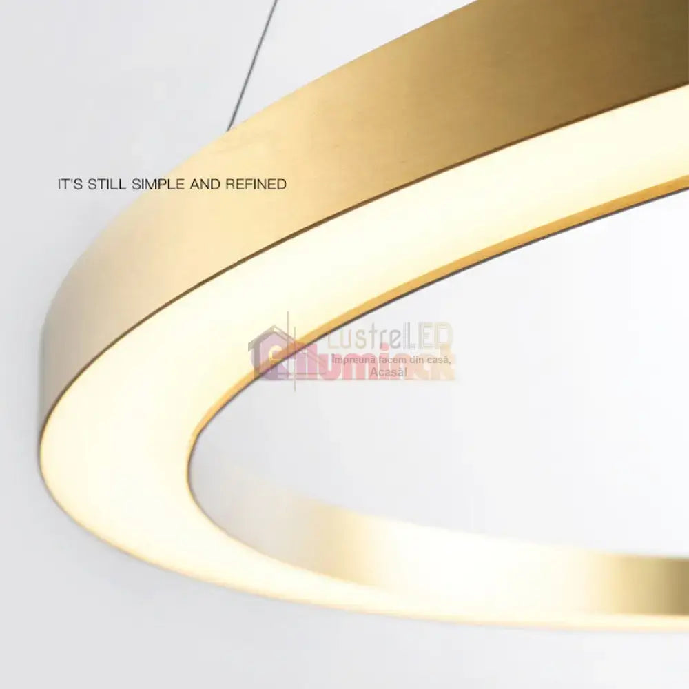 Lustra LED Suspendata TULLIO 60cm Gold 1 Segment Echivalent 300W lustreled.ro