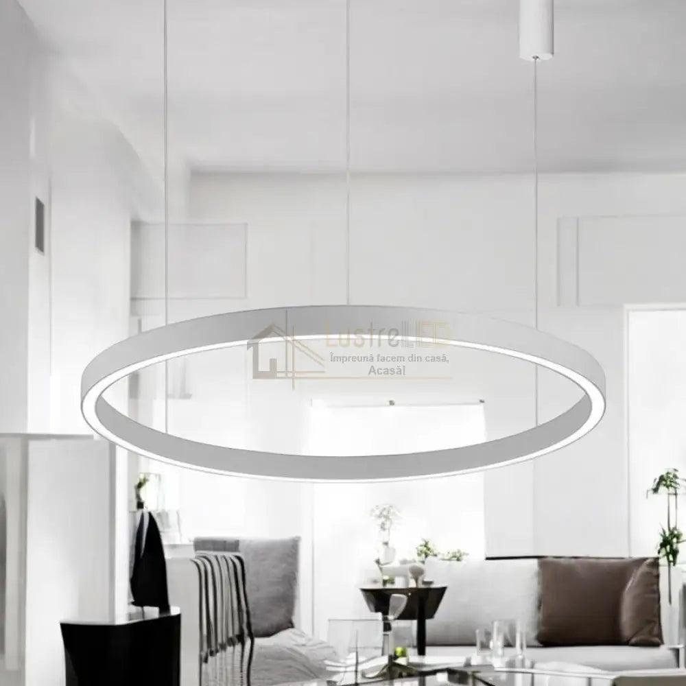 Lustra LED Suspendata TULLIO 60cm White 1 Segment Echivalent 300W lustreled.ro