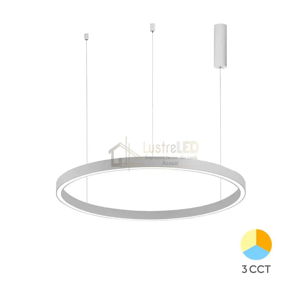 Lustra LED Suspendata TULLIO 60cm White 1 Segment Echivalent 300W lustreled.ro