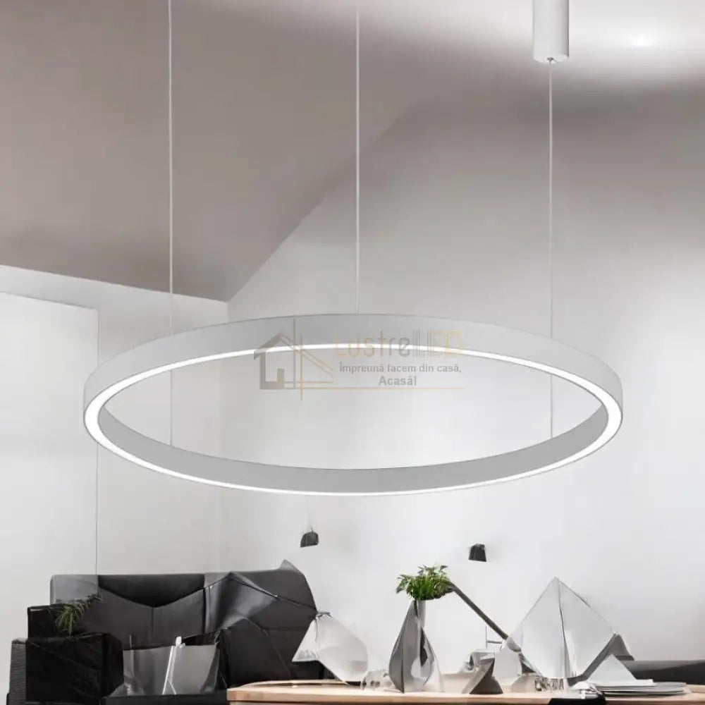Lustra LED Suspendata TULLIO 60cm White 1 Segment Echivalent 300W lustreled.ro