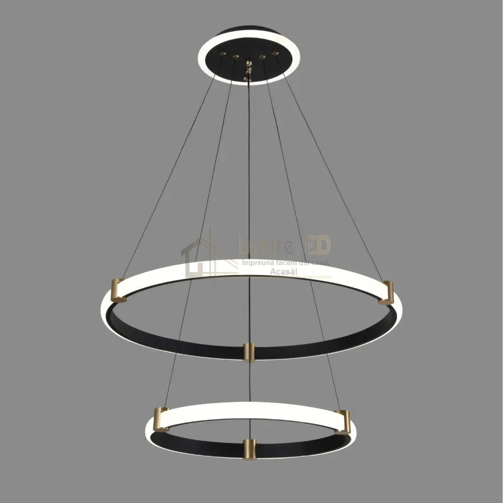 Lustra LED Suspendata ZENO Black Echivalent 250W Telecomanda NEAGRA Lighting Fixtures