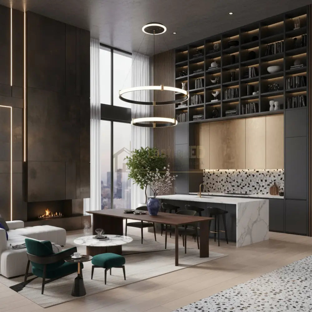 Lustra LED Suspendata ZENO Black Echivalent 250W Telecomanda NEAGRA Lighting Fixtures